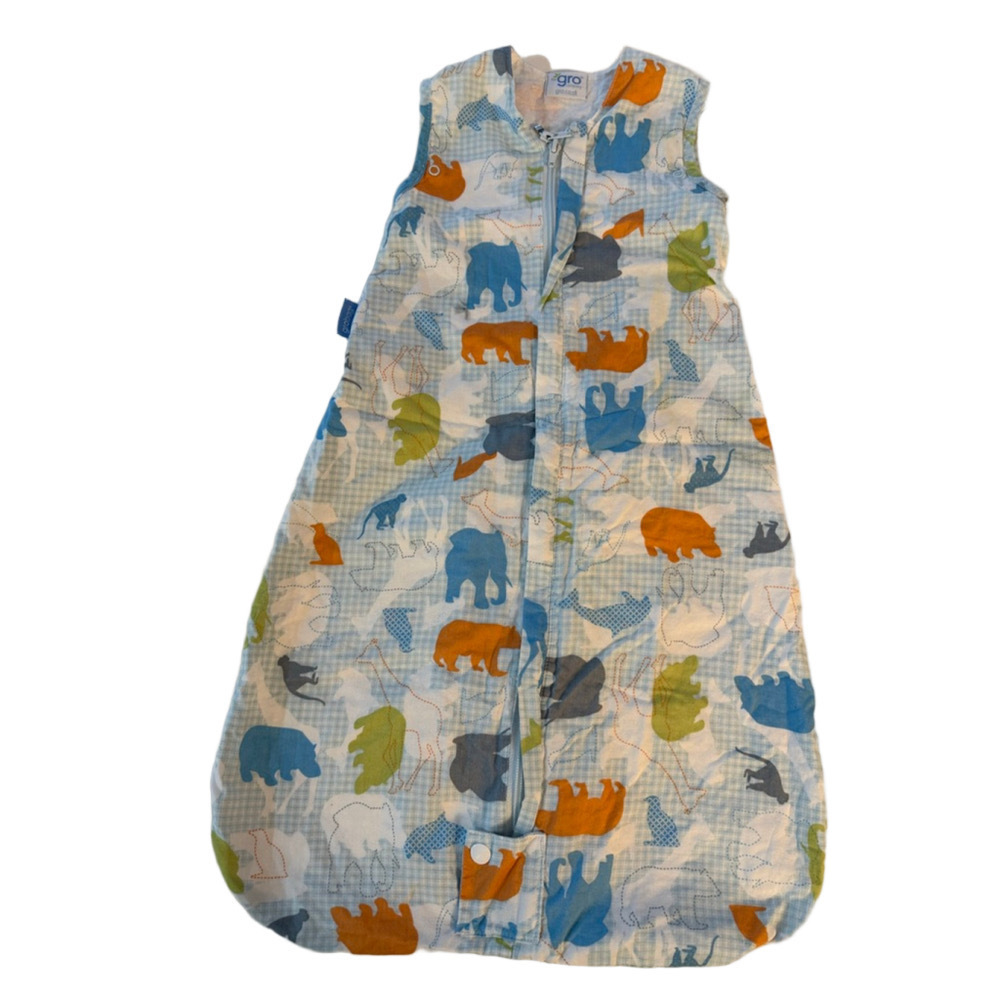 Baby The Gro Company Sleep Sack 0-6 Months White Blue Animals